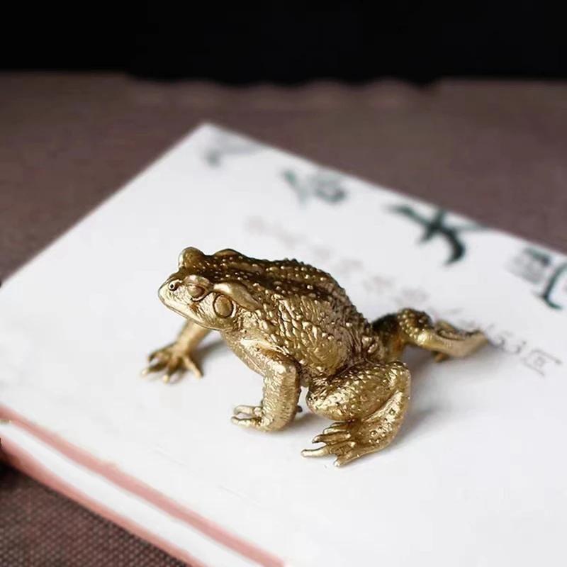 Feng Shui Copper Pocket Money Toad Fortune Brass Toad Figurine Indoor/Outdoor Decorative Statue No Electricity Required