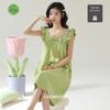 Pure Cotton Korean-Style Women's Summer Camisole Nightdress with Short Sleeves