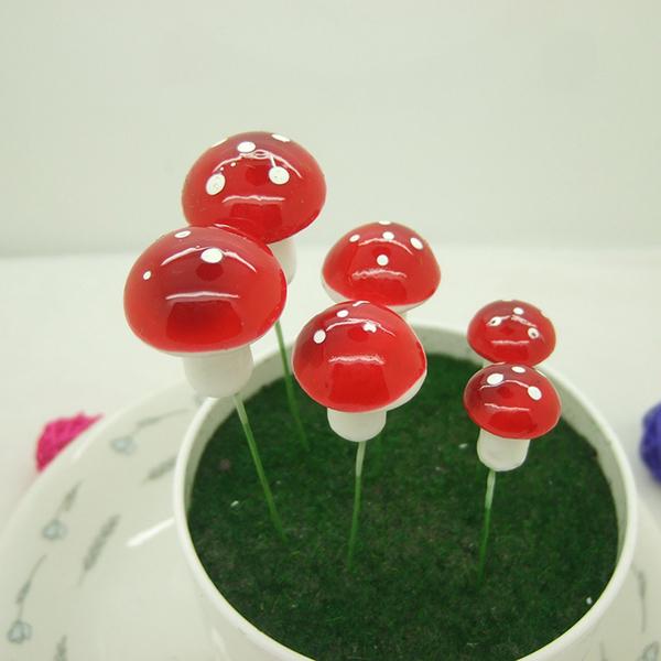 6pcs Mini Foam Mushroom Simulative Small Size Forest Micro Landscape Decor Ornaments for Flower Pot