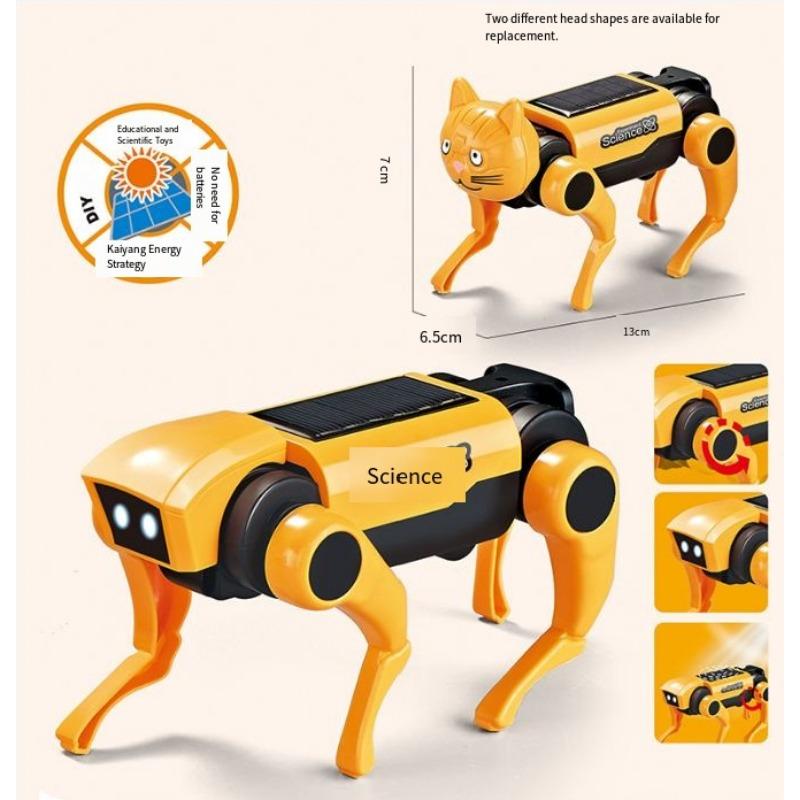 1PC Can Go In the Sun Steam Solar Electric Robot Dog Children Assembly Toy Boy Educational Robot