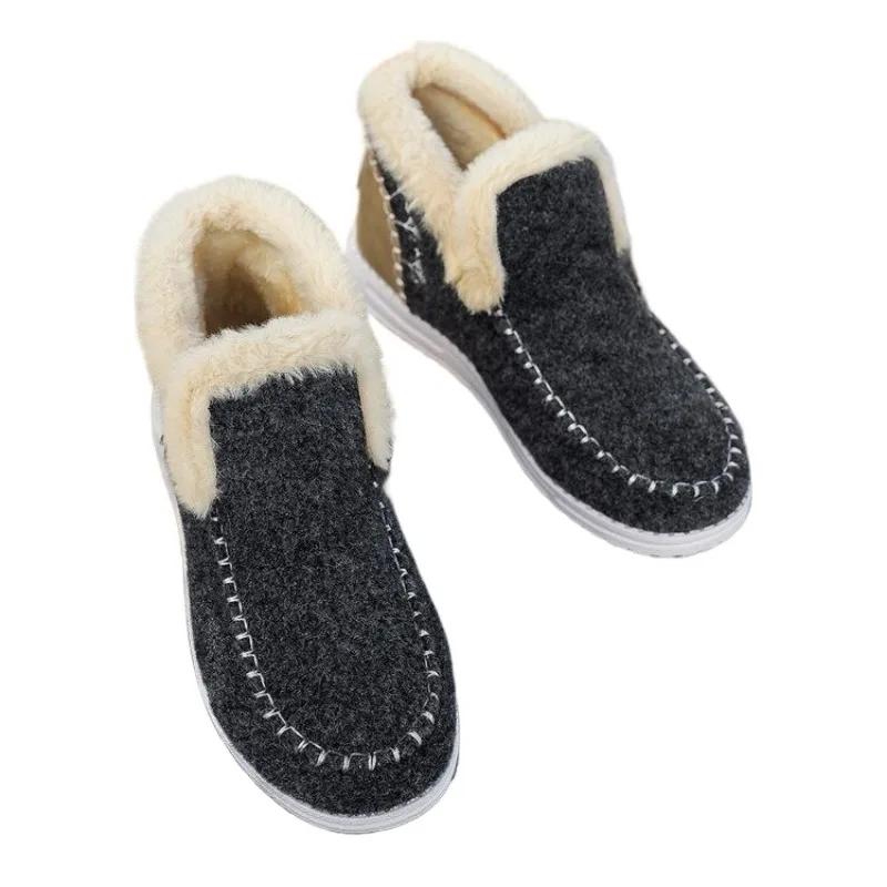2024 Plus Size Shoes Female Ankle Women's Boots Warm Modern Boots Women Round Toe Slip On Low Flat with Outdoor Shoes Women