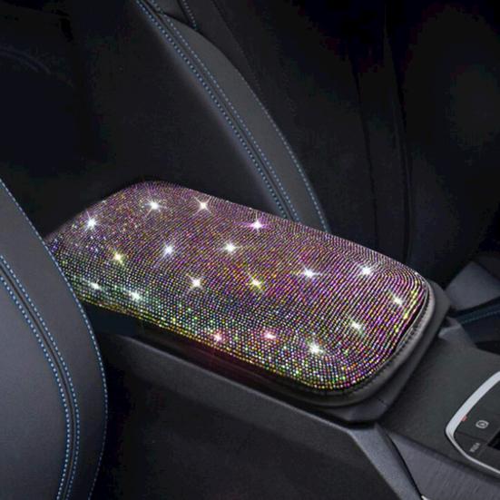 Чехол на подлокотник автомобиля со стразами, универсальная прямоугольная эластичная лента, защитная накладка для центральной консоли, подушка, коврик, аксессуары для салона автомобиля