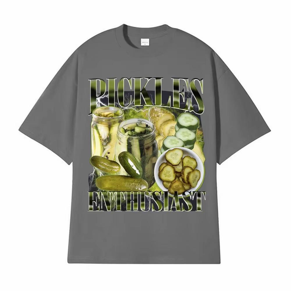 Винтажный Любитель Маринованных Огурцов Смешная Мем Футболка Мужская Женская Мода Хип-Хоп Повседневная Графическая Футболка 90-х Хлопковая Футболка Оверсайз