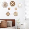 7Pcs/Set Bohemian Straw Woven Wall Decoration Home Office Living Room Bedroom Background Wall Art Rustic Natural Wicker Weave Ornament