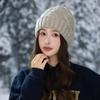 Autumn and Winter Hats for Women Big Head Circumference Solid Color Versatile Knitted Head Hat Ear Protection Warm Pullover Wool Hat