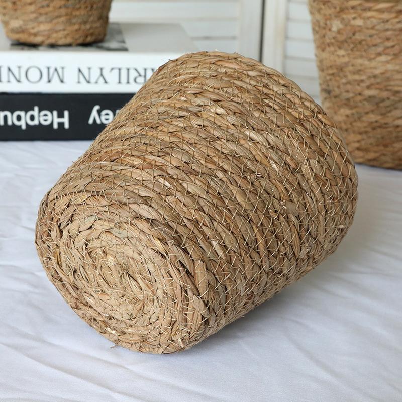Woven Plant Basket, Straw Grass Flowerpot for Indoor Plants, Decorative Rattan Storage Basket for Living Room, Patio & Terrace