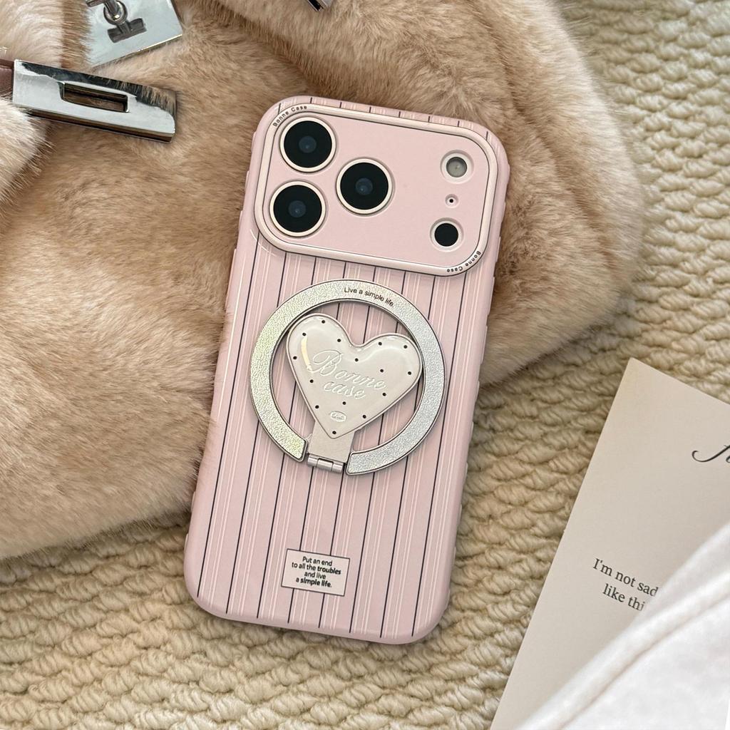 Креативный чехол-подставка в полоску в форме сердца для iPhone 16, iPhone 17, iPhone 17 Pro Max
