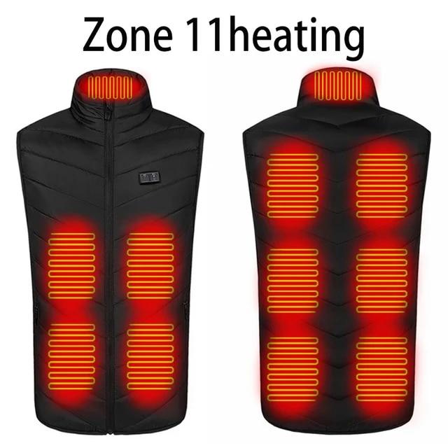 Men USB Infrared 17 Heating Areas Vest Jacket Men Winter Electric Heated Vest Waistcoat For Sports Hiking