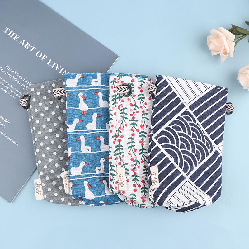 Современный стиль Портативные чехлы для бутылок Цветочный принт Хлопок Льняные сумки для чашек