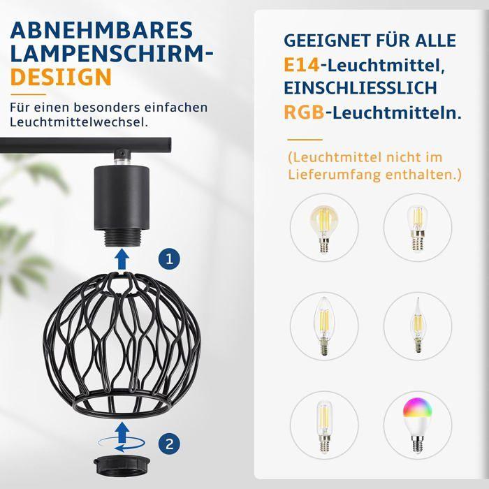 Spot plafond 3 têtes - NETTLIFE - métal noir - orientable 350°/90° - culot E14 25W - intérieur moderne