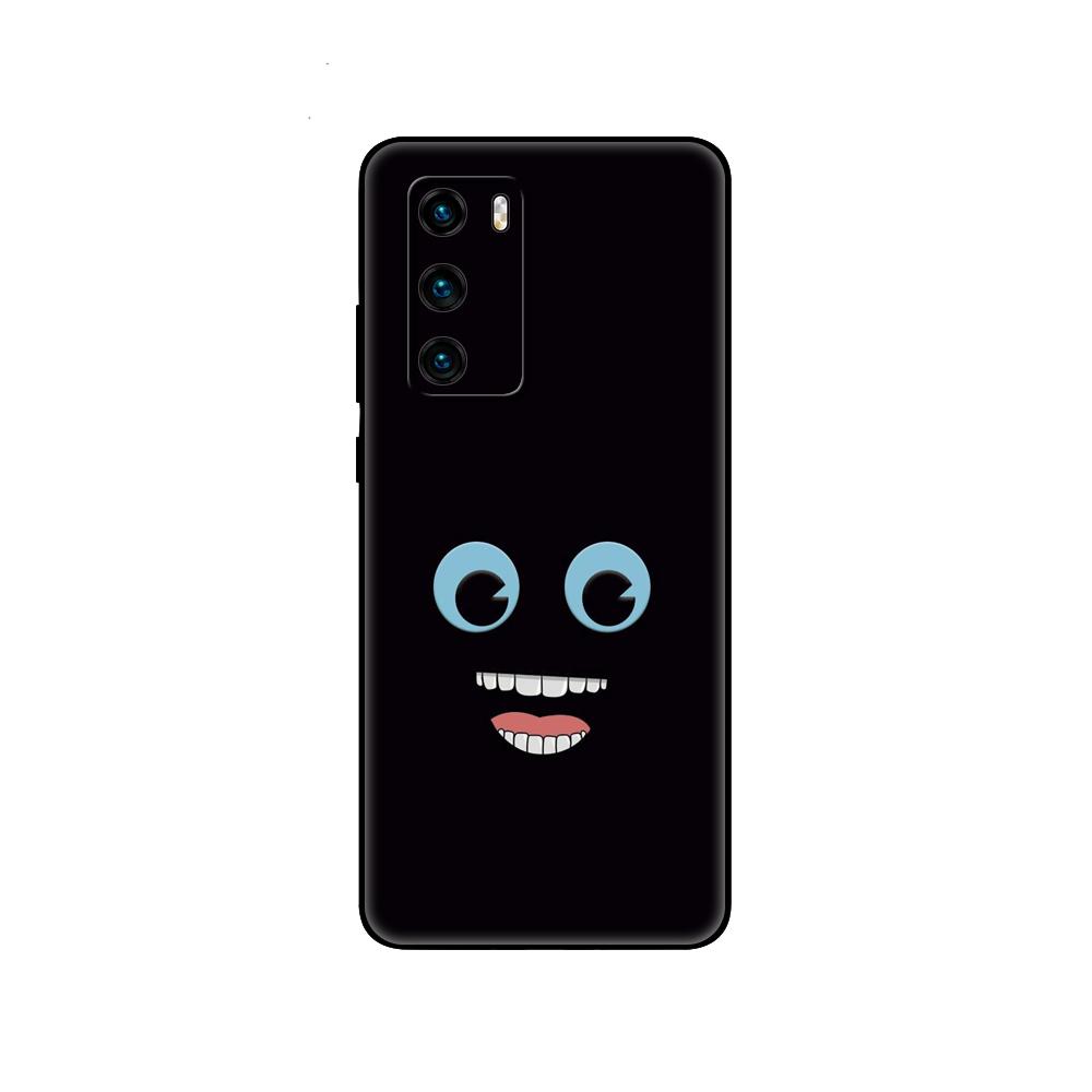 Black Tpu Case For Huawei P30 Lite P30 Pro P40 Case For Huawei P40 LITE E P Smart 2020 Case Cover Funny Face