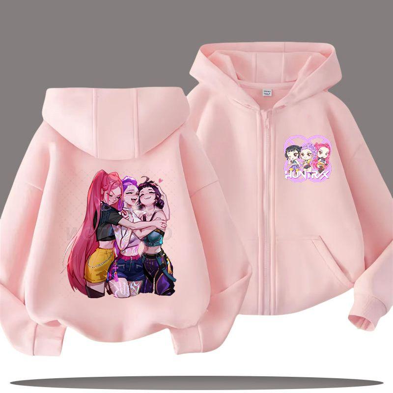KPop Demon Hunters Zipper Hoodies for Boys and Girls, Children's Fashion Sweatshirts