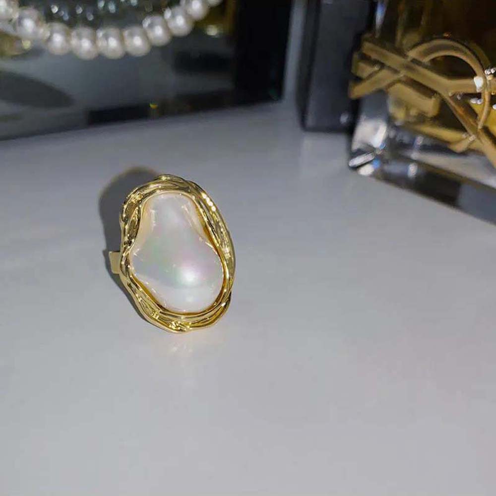 Женское кольцо из сплава в корейском стиле, простое кольцо с искусственным жемчугом, жемчужное кольцо, ювелирные аксессуары