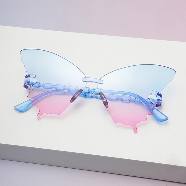 Unisex Butterfly Eyewear Frameless Sunglasses With Resin Lenses For Cycling And Stylish Outfits