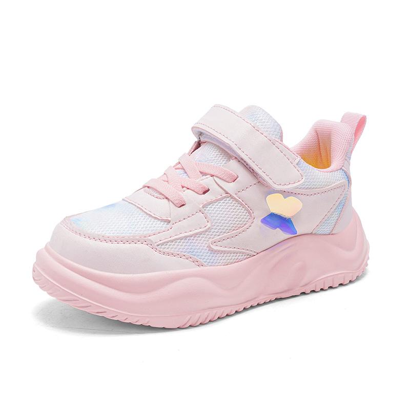 Childrens Sports Shoes Spring Fashion Butterfly Girls Leather Pink Breathable Antislip Light Casual Flat Kids Running Shoes