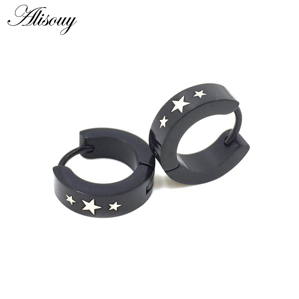 Alisouy, милые серьги-кольца для мужчин и женщин, маленькие серьги Huggie из нержавеющей стали с сердцем дракона, черепом, звездой и крестом, римскими цифрами