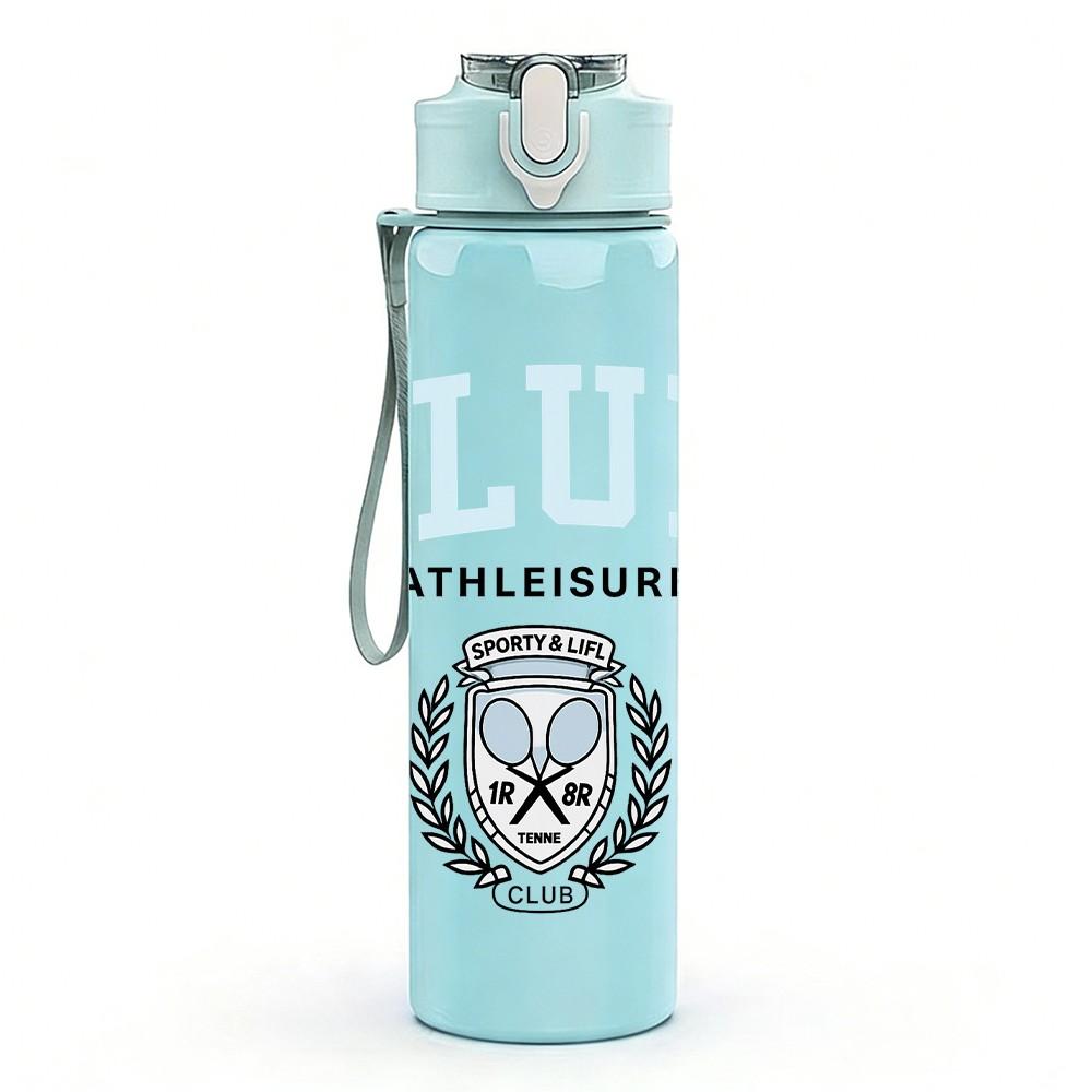 1PC Club Emblem Logo Print 750ml Color Plastic Sports Water Bottle Leakproof Flip Straw Lid Suitable for Sports Office Home Use