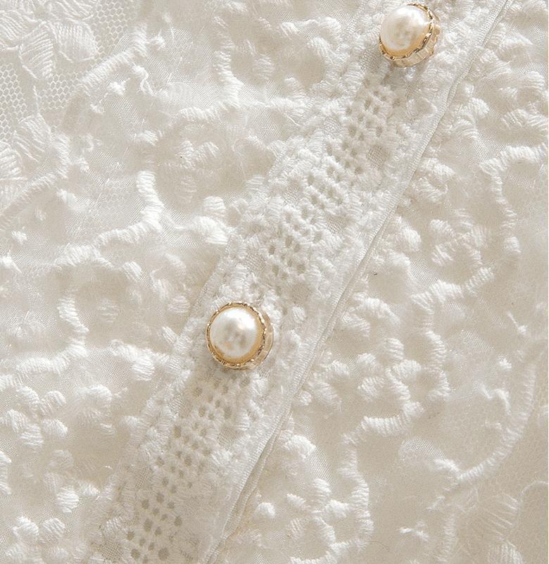 Women's Fleece-Lined Lace Top with Stand-Up Collar - Autumn/Winter Embroidered Mesh Long Sleeve Slim Fit Shirt