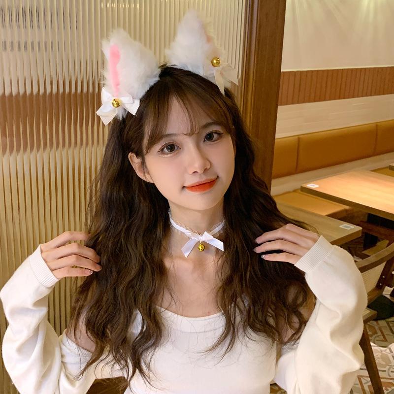 Black Lace Cat Ears Headband with Feather, Halloween Cosplay Hair Accessory for Women