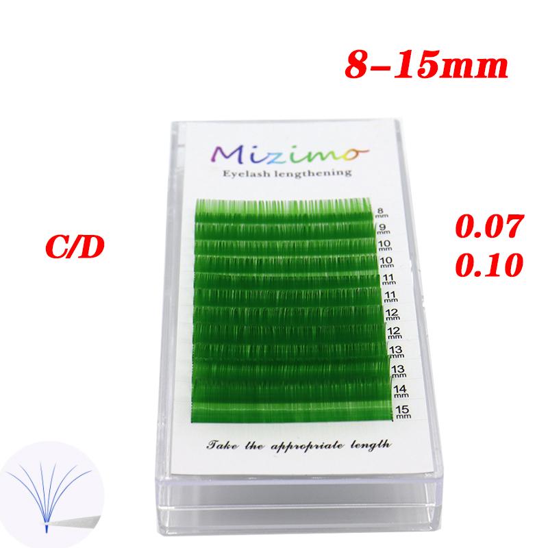 12 Rows Green Color Grafted False Eyelashes, Naturally Soft and Prolonged, Dramatic Eyelashes, Makeup Tools