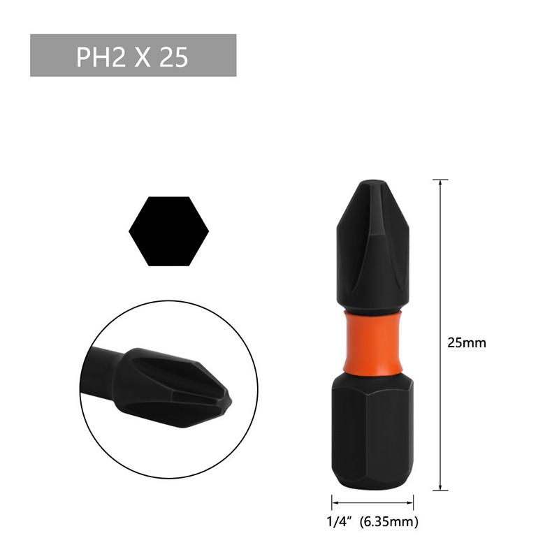 1/6 шт. магнитная электрическая отвертка, крестовая головка PH2, ударная головка из сплава S2, твердая отвертка, противоскользящая, отвертка, ручная дрель