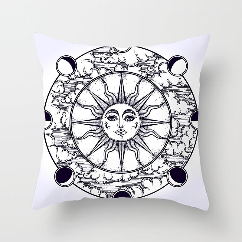 Home Bedroom Living Room Sofa Cushion Cover Decoration Sun Moon Mandala Series Pattern Printing Pillowcase