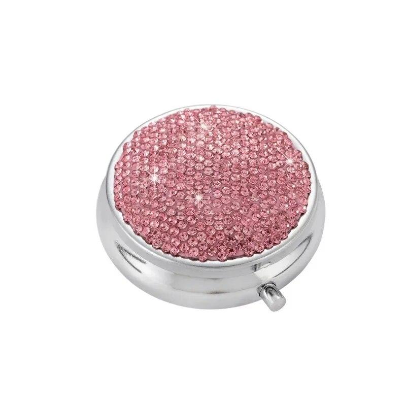 Diamond Blingbling Pill Box Портативная дорожная аптечка 5 см Круглый металлический органайзер для таблеток Мини-карманный чехол для таблеток Контейнер для планшета