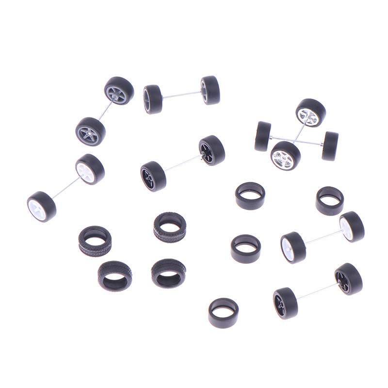 1Set Diy Racing Vehicle Toys 1:64 Car Wheels For Rubber Tire With Wheel Axle Model Modified Part