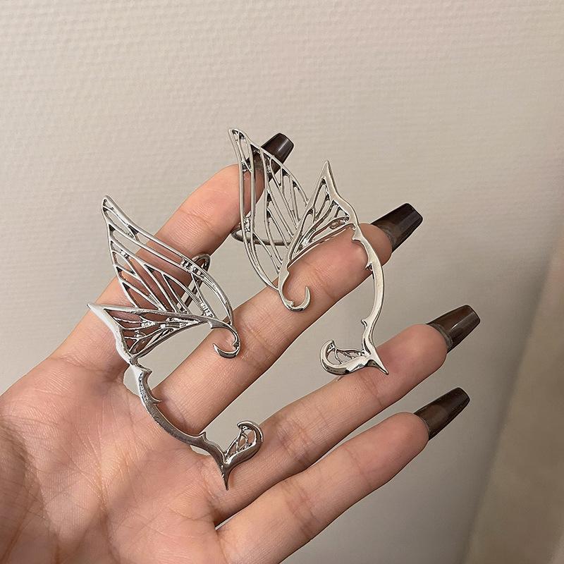 Elf Ear Hollow Ear Clips Earrings Simple Cool Elf Ear Outline Ear Cuff Alloy No Piercing Ear Clip All-Match Ear Hanging Jewelry