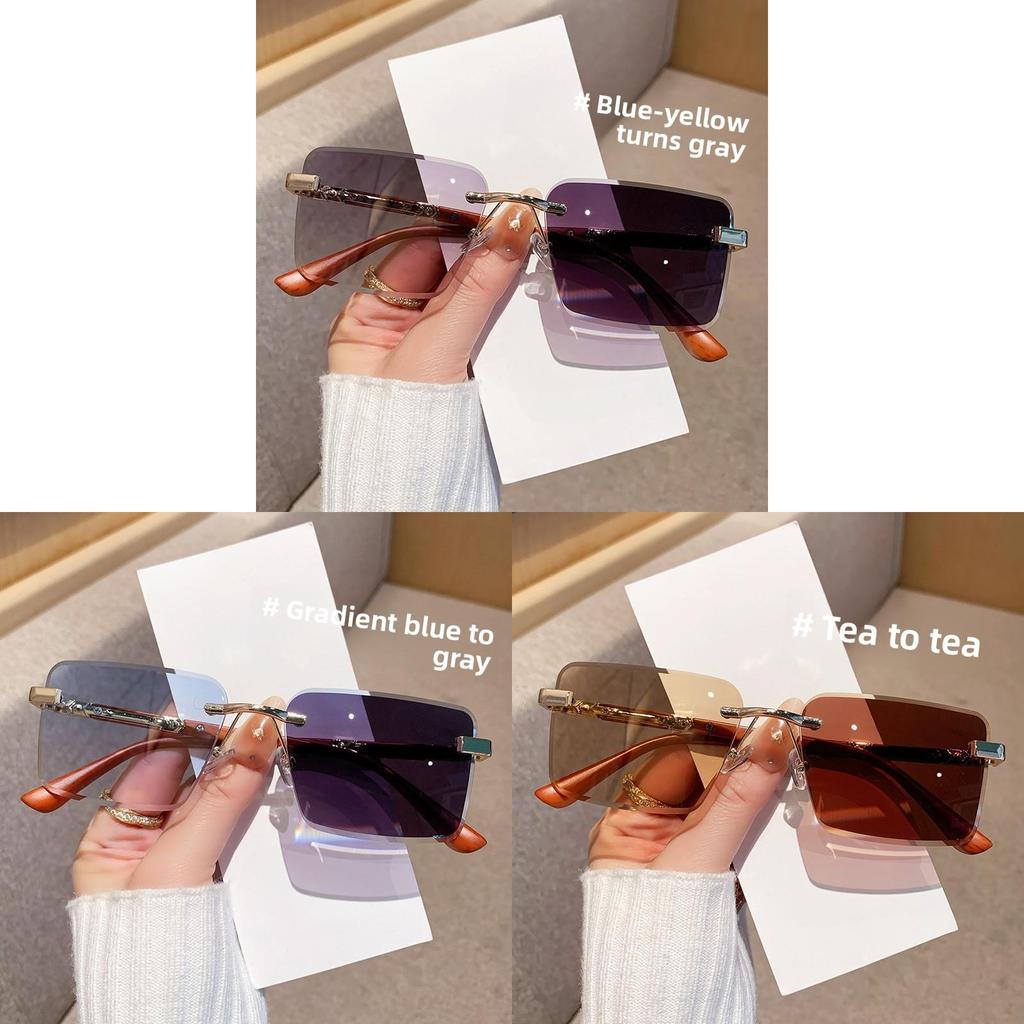Модные безрамные солнцезащитные очки с градиентным серым цветом и защитой UV400 для езды на велосипеде и вечеринок