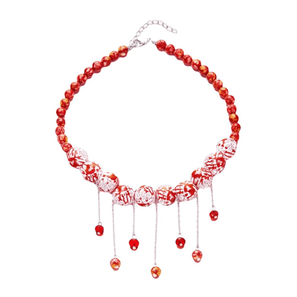 Black Rope Blood Beads Collarbone Chain Resin Halloween Jewelry Halloween Necklace Ghost Festival