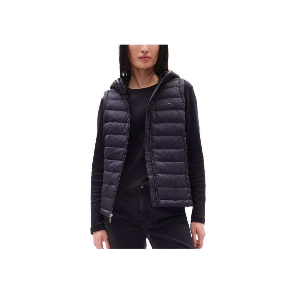 Tommy Hilfiger Стеганый жилет с капюшоном на молнии Женские жилеты Черный 76J5330-BDS
