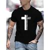 Summer Men's Short Sleeved T-shirt with Cross Letter Print Round Neck Fashionable Casual Hip-hop T-shirt Men's Top