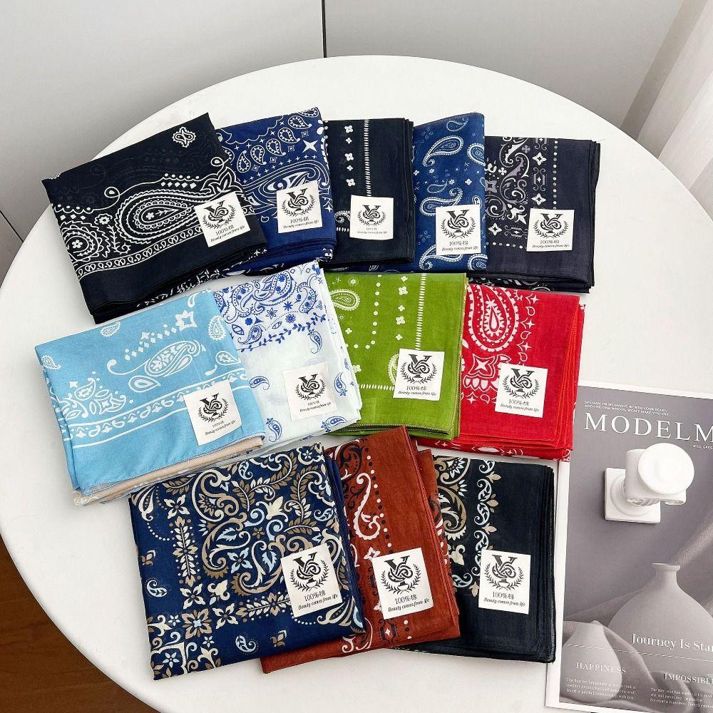 Breathable Cotton Square Scarf Korean Small Scarves Elegant Cashew Nut Print Silk Scarf Vacation