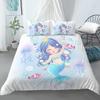Bedding Set Girls Mermaid Duvet Cover Set With Pillowcase Cartoon Edredones Niños Girl Princess Quilt Cover Full Size Bedspread
