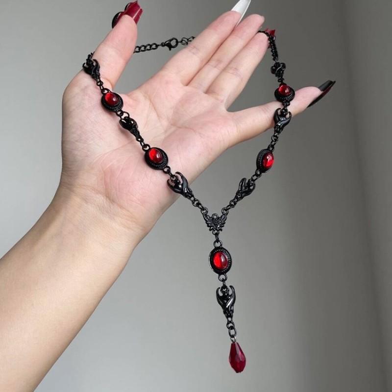 2026 Halloween Punk Necklace Gothic Drop Pendant Choker Women