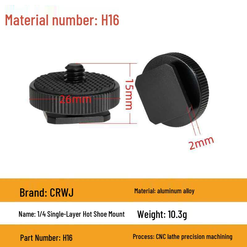 DSLR Camera Double Layer Metal Hot Shoe Mount with 3/8 & 1/4 Locking Flash Screw Base