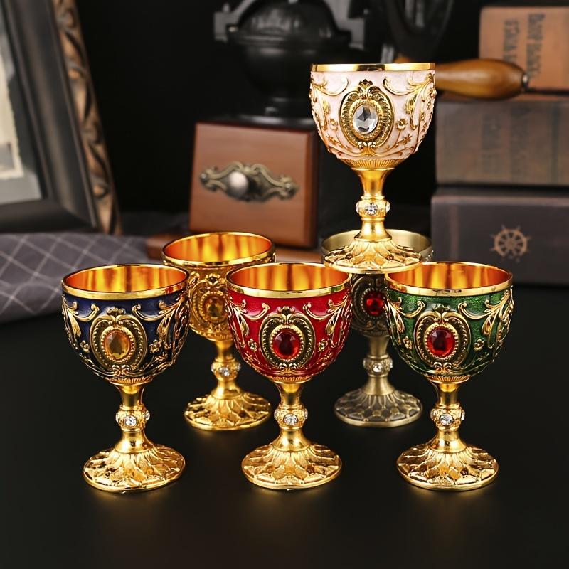 1pc, Vintage Embossed Metal Chalice Goblet for Wine, Champagne, and Liqueur - Perfect for Bars, Restaurants, and Home Decor