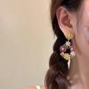 Dopamine Color Flower Stud Earrings Exaggerated Niche Design Women Street Shooting Earrings