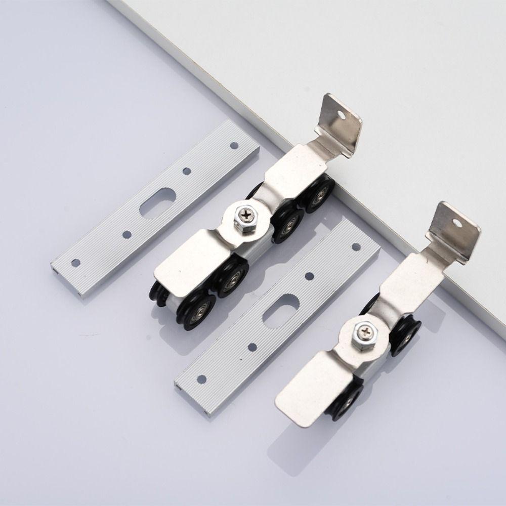 Wardrobe Rail Track Full Set Metal Door Rollers Kit Universal Rail Track Pulley Sliding Door