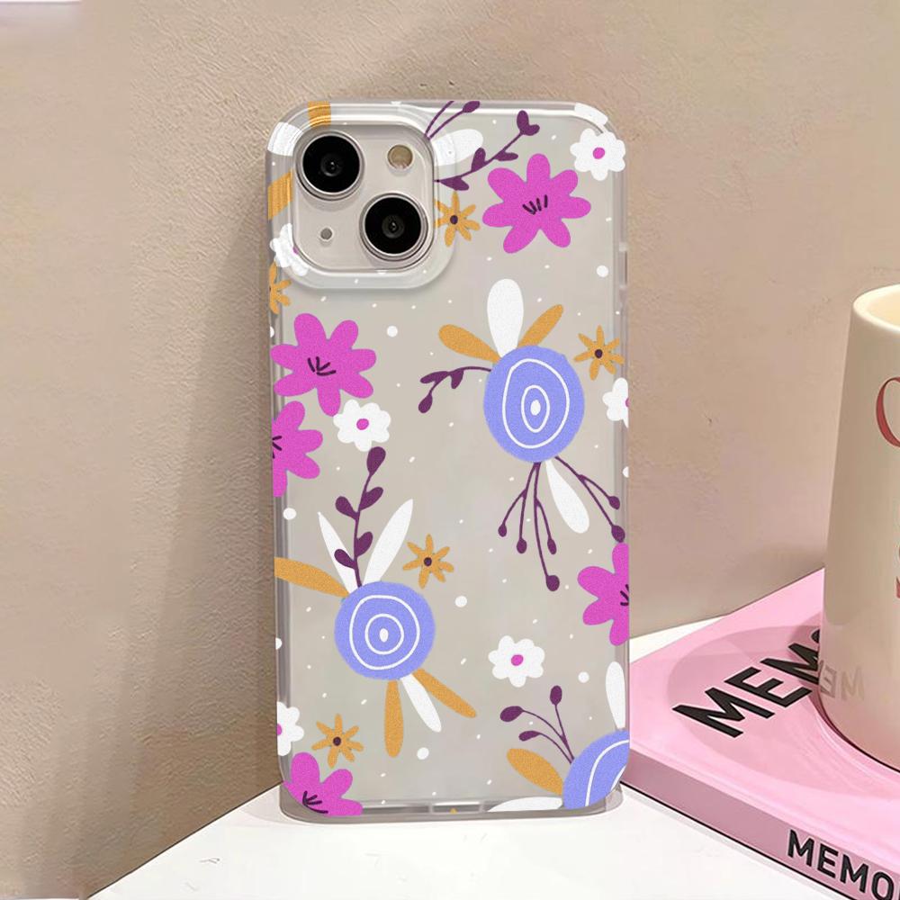 Soft TPU Matte Phone Case for iPhone 15 Pro Max 11 13 14 Plus 12 Mini 13promax 14promax 15promax Transparent Flower Fundas Cover