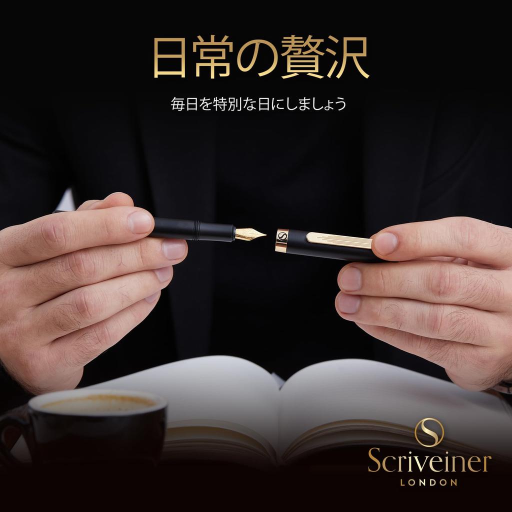 Scriveiner Luxury EDC перьевая ручка великолепная матовая черная карманная ручка 2 хромированная отделка Schmidt немецкий перо конвертер лучшая ручка для письма подарочный набор хороший стильный