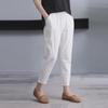 Women's Summer Cotton Linen Harem Pants - Korean Style, Loose Fit, Plus Size, Slimming, Straight Leg, Nine-Point Length.