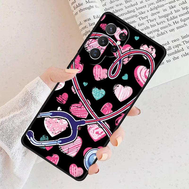 Doctor Nurse Heart Stethoscope Phone Case For Samsung Galaxy S25 S23 S30 S8 S21 S20 FE S24 S22 Note 10 20 Plus lite Ultra