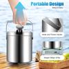 1.3L Stainless Steel Ice Bucket with Double Wall Portable Insulation with Lid, Carry Handle, Ice Scoop and Strainer, Silver