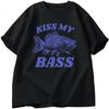 Ретро Футболка для Рыбалки Kiss My Bass Забавная Женская Папа Дедушка Футболка для Рыбалки На Открытом Воздухе Унисекс Юмор Рыбак Унисекс Подарок Одежда Футболка