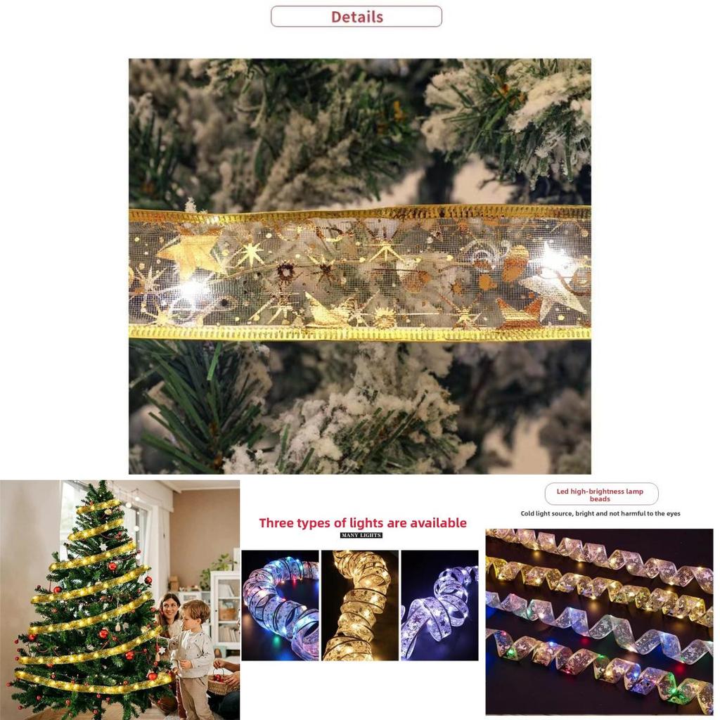 Holiday Led Ribbon String Lights With Pvc Material For Christmas Tree And Gift Decoration