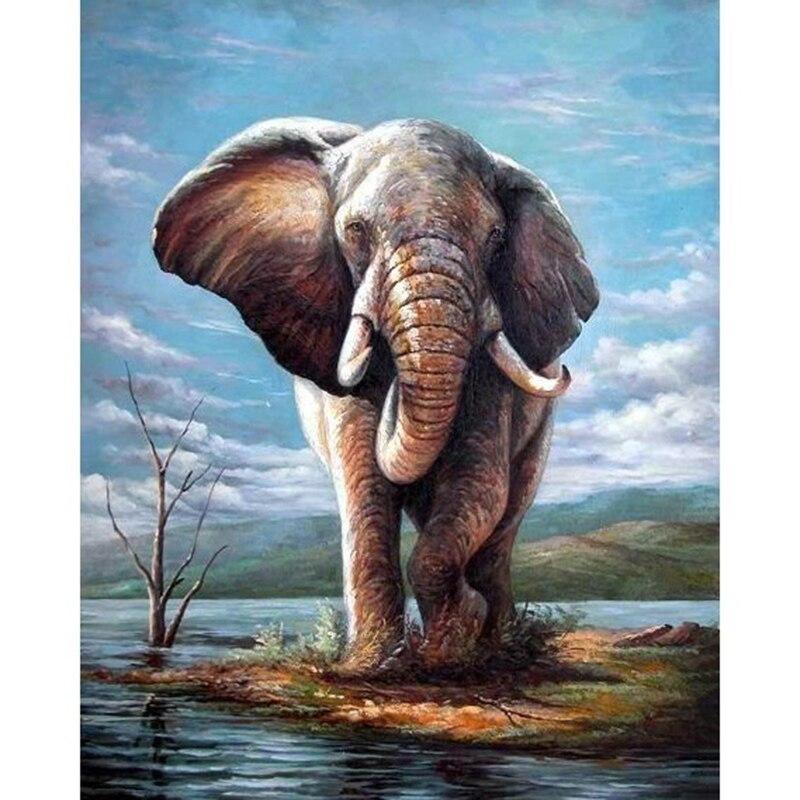 DIY Elephant 5D Diamond Painting Full Round Drill Rhinestone Animal Diamond Embroidery Cross Stitch Mosaic Kits Wall Art Decor