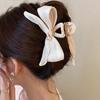 French Pearl Bow Pleated Hair Clips Women Korean Elegant Shark Clip Hair Accessories