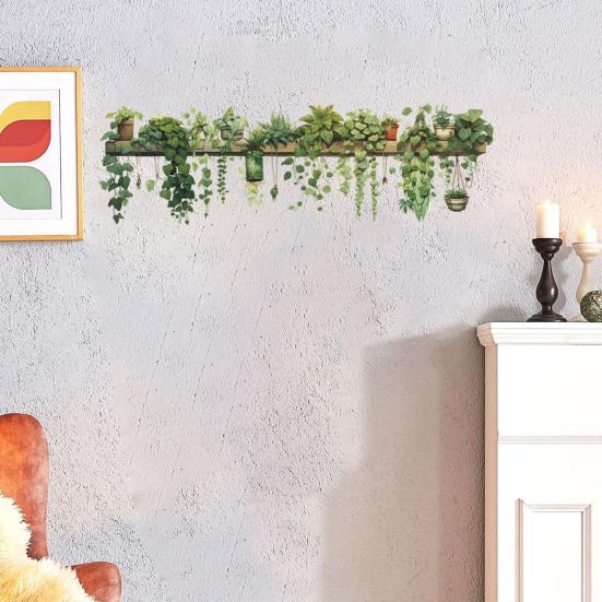 90x30 см наклейки на стену с зелеными растениями, водонепроницаемые, самоклеящиеся, из ПВХ, современная гостиная, детская спальня, растение в горшке, зелень, настенное художественное украшение, наклейка